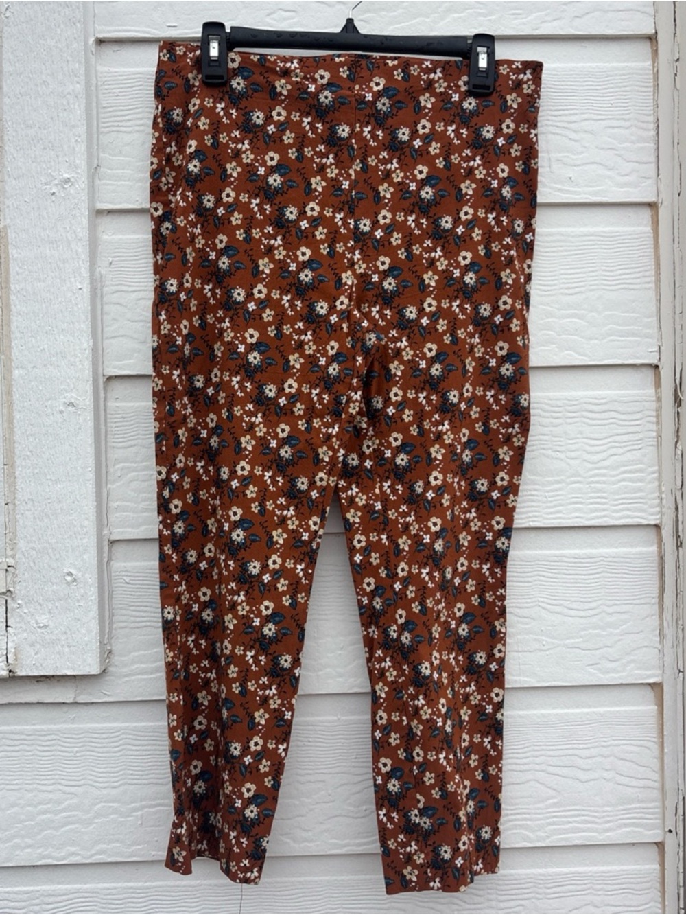 Jules & Leopold Floral Pants Pull-On Slim Leg Ankle Length Floral Stretch Sz L